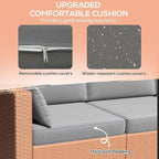 Outsunny Patio Couch PE Wicker Deep Seating Outdoor Sofa with Removable Cushions, 3 Seater Rattan Sofa, Outdoor Furniture for Balcony, Deck, Garden and Poolside, Sand