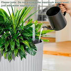 24” Tall Outdoor Planters Set of 2, Self Watering Flower Pots White Planters for Outdoor Plants, Modern Plastic Tall Planter for Front Porch, with Drainage Hole (Ribbed)