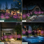 Solar Garden Lights Outdoor Waterproof, 2 Pack 120 LED Solar Firework Lights Decorative Garden Décor Outside for Flowerbed Pathway Party Halloween Christmas Decorations, Purple + Orange