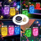 String Lights Solar Mason Jar Hanging Lights, 6 Mixed Colors