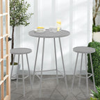 Best Choice Products 3-Piece Patio Dining Set, Bar Height, Outdoor Bistro Set, Outdoor Round Bar Table w/ 2 Bar Stools, Steel - Gray