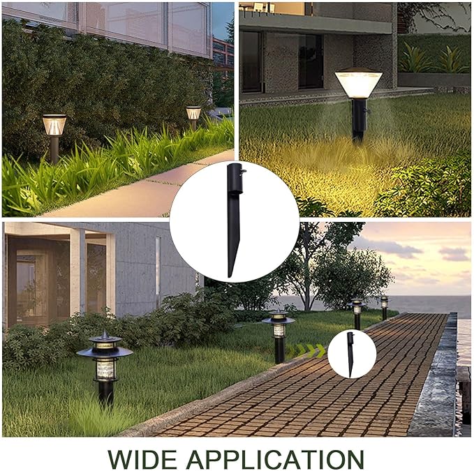 Steel Torch Stakes for Tiki Torches, Freestanding Poles and Solar Lights, 10inch Torch Stand Stakes Outdoor Light Stakes Garden Stakes for Lights (4 Pack)