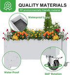 Raised Garden Bed with Wheels, 14 Gallon Self-Watering Raised Planter Box with Drainage Plug & Gauge for Vegetables Flowers Herbs Succulents, Rustproof Resin for Backyard Patio Porch (Ashen)