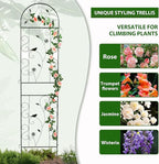Metal Garden Trellis for Climbing Plants, 4 Pack 86.5" x 19.7" Black Plant Trellis Outdoor, Clematis Rrellis Outdoor, Arched Decoration Suitable for lawns, Gard, Black