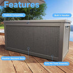 310 Gallon Lockable Outdoor Storage Box – Waterproof Resin Deck Box for Patio Furniture, Garden Tools, Pool Accessories (Gray)