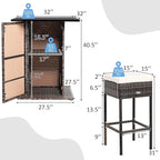 Tangkula 5 Piece Outdoor Rattan Bar Set, Patio Bar Furniture with 4 Cushions Stools and Smooth Top Table with Hidden Storage Shelf, Outdoor Conversation Set for Poolside, Backyard, Lawn