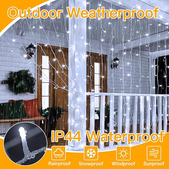Indoor String Lights 300 LED Curtain 9.8 x 9.8 ft Remote Control