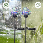 Solar Outdoor Lights Decorative Solar Glass Mushroom Lights Waterproof LED Waterproof Garden Stake Light for Walkway Pathway Lawn Patio Yard Decorations 2 Pack Multi