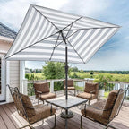 JEAREY 6.5x10 ft Rectangular Patio Umbrellas Rectangle Outdoor Umbrella with Push Button Tilt and Crank, Market Table Umbrella 6 Sturdy Ribs UV Protection for Poolside Garden Backyard Deck, Black-White Stripe
