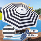 Abba Patio 9FT Lyon Outdoor Patio Umbrella Outdoor Table Umbrella with Crank Market Umbrella 8 Sturdy Ribs UV Protection Waterproof and Push Button Tilt for Garden Deck Backyard Pool,Black & White Stripe