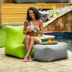 Jaxx Leon Outdoor Bean Bag Ottoman, Granite