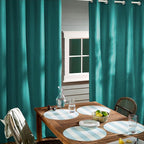 TOWN & COUNTRY BASICS Cabana Solid Heavyweight Indoor Outdoor Curtains, Light Filtering Opacity with Grommet Top, Water Repellent, 2-Pack Set, 54"x96", Dark Teal