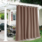 RYB HOME Extra Wide Outdoor Curtains for Patio Waterproof Heavy Duty Thermal Insulated in Summer Full Coverage Privacy for Gazebo, Cabana & Pergola, W100 x L108, Mocha, 1 Panel