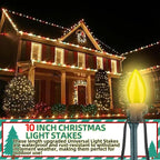 10 Inch Christmas Light Stakes Lawn Garden Stakes Replacement Yard Stakes for Outdoor Lights Path Stakes C7 C9 String Light Holder for Patio Path Decoration (50pack)