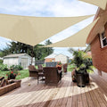 Patio Paradise 5' x 5' x 5' Sun Shade Sail Triangle Canopy Shade Cloth Fabric Sunlight Block Patio Pergola Cover HDPE Deck Awning for Outdoor Backyard Roof Shading, Beige
