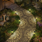 6 Pack Solar Lights Outdoor Garden Decorative Mandala Solar Garden Lights with Warm Light Waterproof Solar Pathway Landscape Lights for Path Patio Backyard Walkway Yard Lawn Decor (Black)