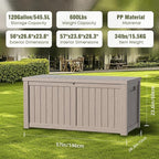 DRATO 120 Gallon Large Deck Box, Outdoor Storage Box for Patio Furniture, Patio Cushions, Gardening Tools, Pool Supplies,660lbs Weight Capacity,Waterproof Resin Storage Boxes（Gray，120 Gallon）