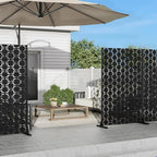 Casaphoria Metal Privacy Screen Outdoor, 72" H x 47" W Freestanding Decorative Privacy Screen for Patio Deck Balcony Garden with Stable Base, Black-Square