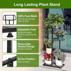 Plant Stand Indoor Outdoor, Corner Metal Plant Stands, Heavy Duty Tall Planter Shelf for Multiple Plants, Flower Pot Holder for Patio Garden Balcony Living Room (Black, 4 Tier-5 Potted)