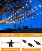 String Lights, 200 FT Outdoor LED Patio Lights, 100 G40 Bulbs