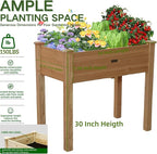 34x18x30in Wooden Raised Garden Bed with Legs,Elevated Reinforced Planter Box with Bed Liner for Backyard/Patio/Gardener,150lb Capacity - Acorn Brown
