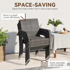 Yaheetech Set of 6 Stackable Outdoor Rattan Dining Chairs, All-Weather Armchair w/Armrests, Steel Frame for Garden, Patio, Deck, Yard, Poolside Gray