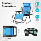 Homall Zero Gravity Chair Patio Folding Lawn Outdoor Lounge Gravity Camp Reclining Lounge Chair with Cup Holder Pillows for Poolside Backyard and Beach Set of 4 (Sky Blue)