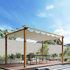 10 x 13 ft Aluminum Pergola with Adjustable Canopy, Outdoor Metal Pergola, Imitation Wood-Grain Sun Shade Shelter for Garden Patio Backyard Deck
