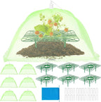 6 Sets Strawberry Plant Support with Mesh Cover - Square Gardening Frame, Animal Barrier, Iron Stakes & Storage Bag for Healthy Strawberries, Tomatoes, Veggies (Green) (6 pcs)