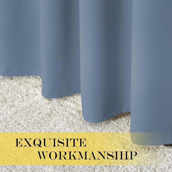 NICETOWN Stone Blue Short Blackout Curtain for Bathroom - Blackout Thermal Insulated Solid Grommet Sound & Light Blocking Drape Small Window Treatment for Kitchen/Cafe (1 Panel, W52 x L45)