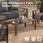 Outdoor Patio Furniture Set, 4 Pieces Metal Patio Furniture Set with Coffee Table, Modern Outdoor Patio Conversation Seating Set, Grey