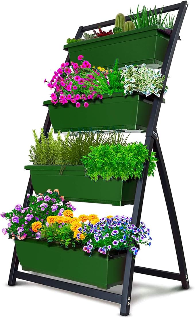Outland Living 4-Ft Raised Garden Bed - Vertical Garden Freestanding Elevated Planters 4 Container Boxes - Good for Patio Balcony Indoor Outdoor - Perfect to Grow Vegetables Herbs Flowers