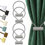 Hion Magnetic Curtain Tiebacks Grey 4 Pack, Curtain Tiebacks Buckles Holdbacks Holders Hooks Clip for Home Bedroom Office Decorative Thick or Thin Curtain