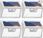 Peasur White Solar Lights Outdoor Waterproof, 6Pack 140LED Solar Powered Motion Sensor Light, 3 Modes Security Wall Lights for Fence Garden Yard Outside