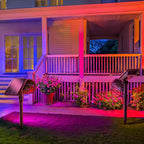 JSOT 2 Pack Christmas Solar Spotlights, RGB Solar Spot Light Outdoor Waterproof Color Changing Landscape Lighting with 9 Lighting Options Decor for Backyard Walkway Tree Lawn