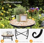 VINGLI Mosaic Outdoor Side Table, Accent Table, Plant Stand Ideal - Image 5