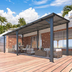 AECOJOY 20' x 8' Outdoor Gazebo for Patio, 8x20 Large Wall-Mounted Hard Top Lean to Metal Gazebo Shelter Pergolas and Gazebos Clearance with Patio Roof, Heavy Duty Awnings for Patio, Decks