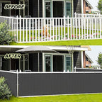 LOVE STORY 3'x12' Dark Grey Balcony Screen Privacy Fence Cover UV Protection (HDPE) Weather-Resistant 3 FT Height Shield for Deck, Patio, Backyard, Outdoor Pool, Porch, Railing