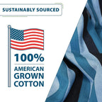 Vivere Double Cotton Hammock with Space Saving Steel Stand, Upgraded Polyester End Strings 450 lb Capacity - Premium Carry Bag Included - USA Grown Cotton (Blue Lagoon)