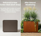 Decoroca Corten Steel Planter - Rectangular Metal Planter for Outdoor/Indoor - Rust-Resistant Large Décor for Patio&Garden - US-Design Naturally Rusting(Plants, Trees, Succulents)