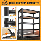 71.2" H Garage Shelving Heavy Duty Storage Shelves, Metal Adjustable Shelving Unit, Utility Garage Organizer Shelf for Basement, Pantry, Kitchen, Warehouse,15.7" Dx35.4 Wx71.2 H Black