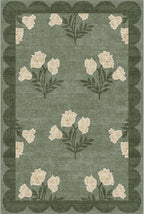 Outdoor Rugs Floral Door Mat in Sage Green, 2 x 3 Feet, Non-Slip
