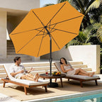 MEWAY 9ft Patio Umbrella Outdoor Table Umbrellas with Push Tilt and Crank, Market Umbrella 8 Sturdy Ribs for Deck, Garden, Pool and Backyard, Bright Orange