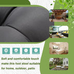 15" Foldable Foot Stool Ottoman with Metal Frame - Washable Dark Grey Upholstered Indoor/Outdoor Footrest for Living Room, Bedroom, Patio - Space-Saving Compact Design