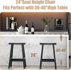 Bar Stools Set of 2, Waterproof UV-Resistant,Durable Resin Kitchen Island Chairs for Indoor & Outdoor Use, Modern Design for Home,Bar,and Cafe (24inch *2)