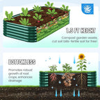 Quictent Galvanized Raised Garden Bed Kit, 8x4x1.5 ft Oval Metal Planter Box Tall for Vegetables Outdoor Backyard, Strengthened by Crossbar, Dark Green