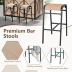 Tangkula 3-Piece Patio Bar Set, Grill Gazebo & 2 Bar Stools with Tempered Glass Bar Table, Metal Storage Shelves, Glass Holders, Double-Tier Soft Top Canopy BBQ Gazebo Shelter for Patio Garden (Brown)