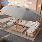 SUPERJARE 15FT Outdoor Umbrella for Patio, Double sided Pool Umbrellas with Fade Resistant Canopy, Large Table Umbrella for Deck, Market, Backyard - Gray