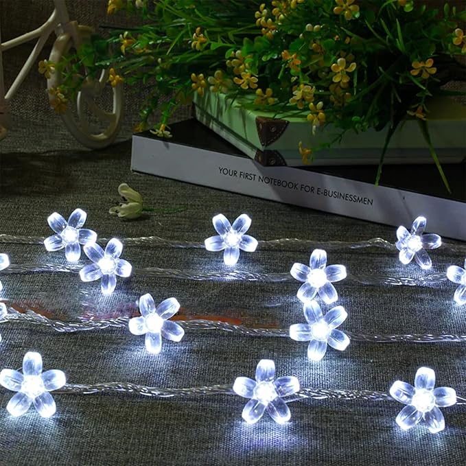 Indoor String Lights 33 ft White Cherry Blossom with 100 LEDs