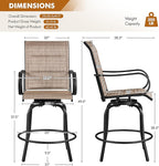 Yaheetech 4 Piece Patio Swivel Bar Stools Texteline Bistro Chairs with High Back/Armrest/Footrest, All Weather Padded Seating Outdoor Furniture Height Outdoor Chairs for Outside, Lawn & Garden